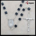 High quality black cube Crystal with AB finised rosary bead religious necklace on stock